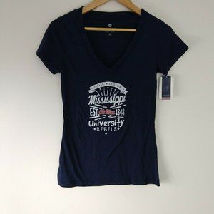 Mississippi University Rebels Ole Miss V-neck Women's T-shirt Small Navy